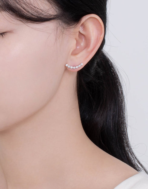 Dazzling Cubic Zirconia Curved Bar Studs in Sterling Silver